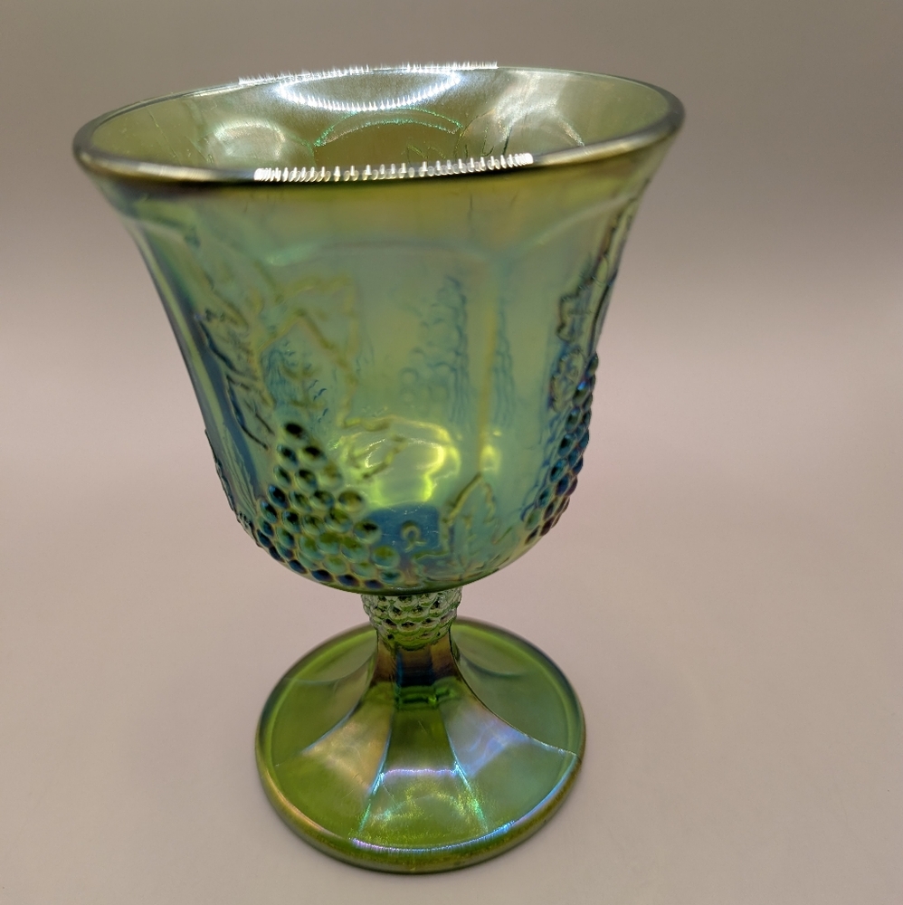 Indiana Glass Iridescent Blue-Green Goblet